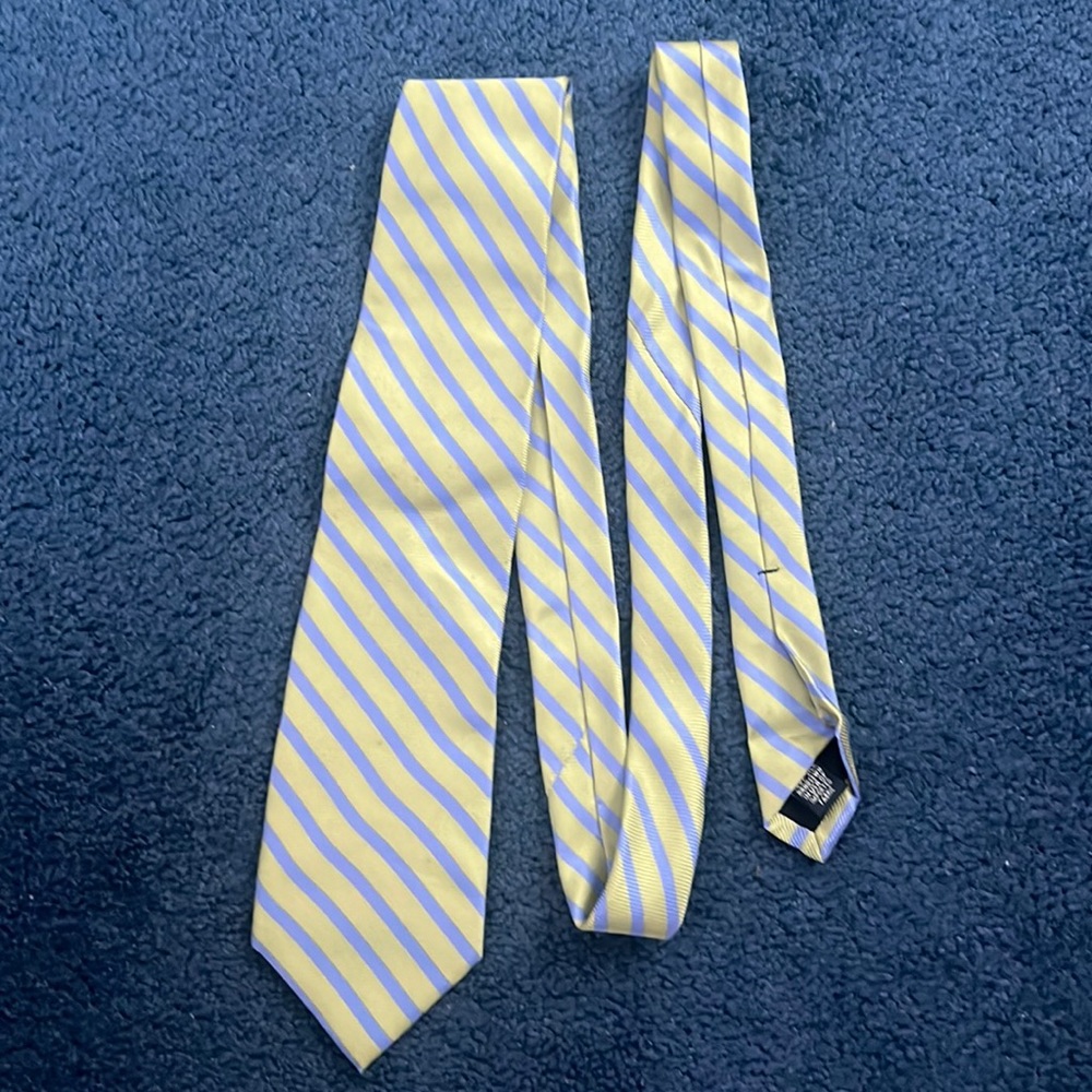 Chartreuse and Light Blue Lands End Tie
